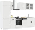 Emmtore Küchenzeile, Holzwerkstoff und Glas, Weiß, 8-TLG. Küchenschrank Holzwerkstoff, Einbauküche, Schrank-Set