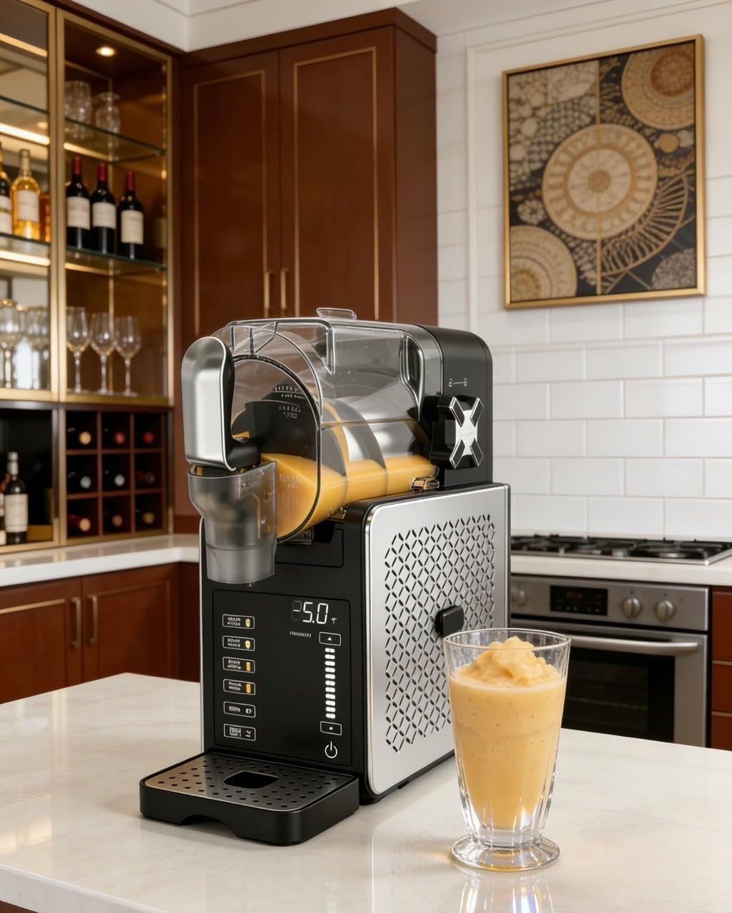 GarveeMore Eismaschine, 9 L, Schwarz, Leise Slush, mit 5 Programmen & LED, Display