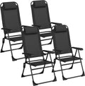 LIFERUN Klappstühle, Schwarz, 4er Set Gartenstühle, Campingstühle mit Kopfstütze, mit 5 verstellbaren Rückenlehnen