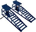 T-Mech Rampen, 34x26 cm, 3000 kg, 390 mm, 245 mm, Blau, 2x Auffahr Set mit hydraulischem Wagenheber 3T, Garage Werkstatt Auto PKW KFZ