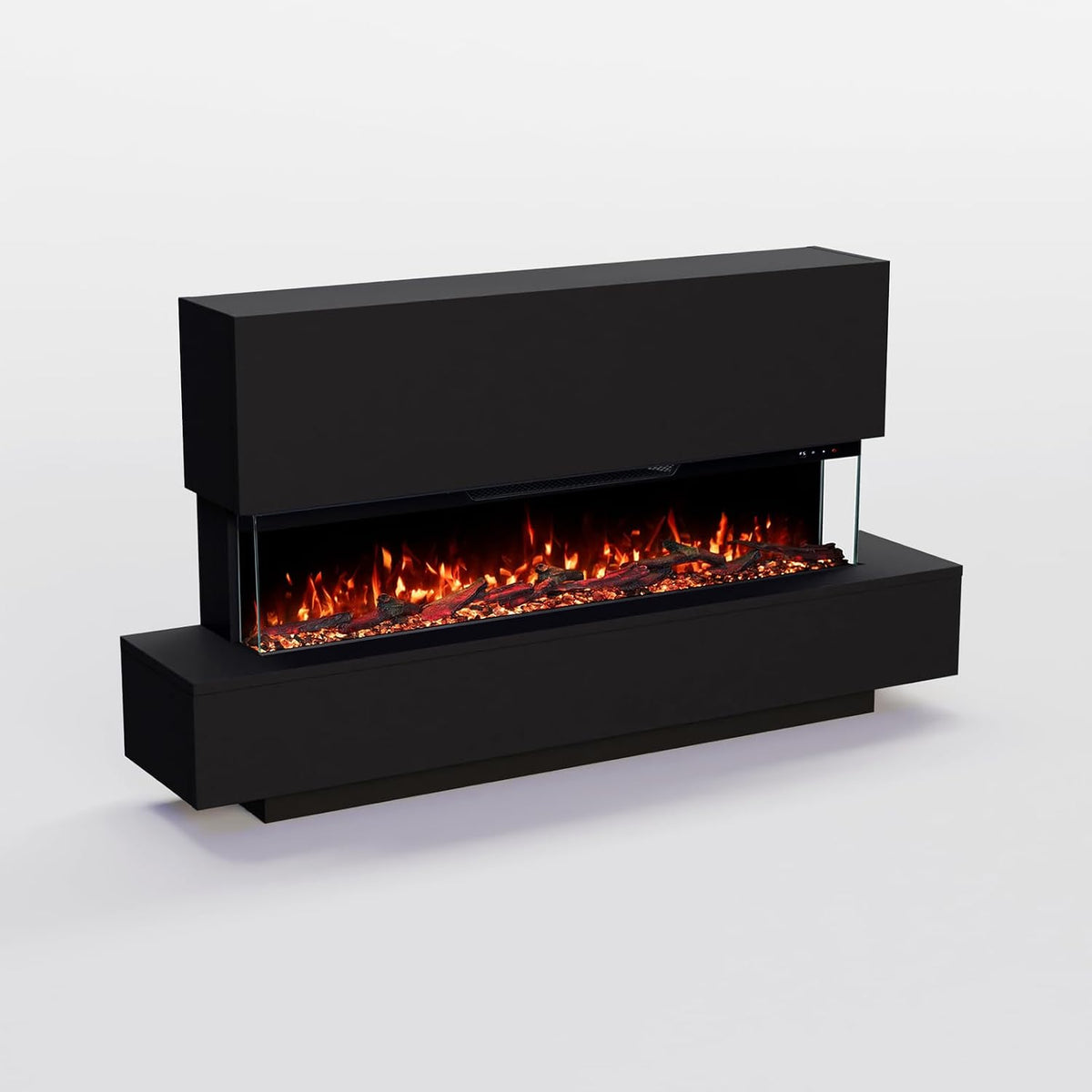GLOW FIRE Elektrokamin, 137x75x29 cm, 1800 W, Schwarz, Cobalt mit realistischem 3D LED-Feuer - Stand- mit Heizung