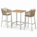 3-teiliges Gartenbar-Set mit Tisch 80 × 80 × 105 cm und 2 Stühlen 58 × 60 × 110 cm, Beige, Weiß und Naturbraun