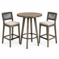 3-teiliges Gartenbar-Set Braun, Beige, Schwarz und Dunkelgrau – Bartisch Ø 90 × 95 cm mit 2 Barstühlen 49 × 54 × 105 cm