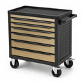 Mobiler abschließbarer Werkstattwagen aus Stahl mit 6 Schubladen, Schwarz/Beige, 77 × 46 × 97 cm