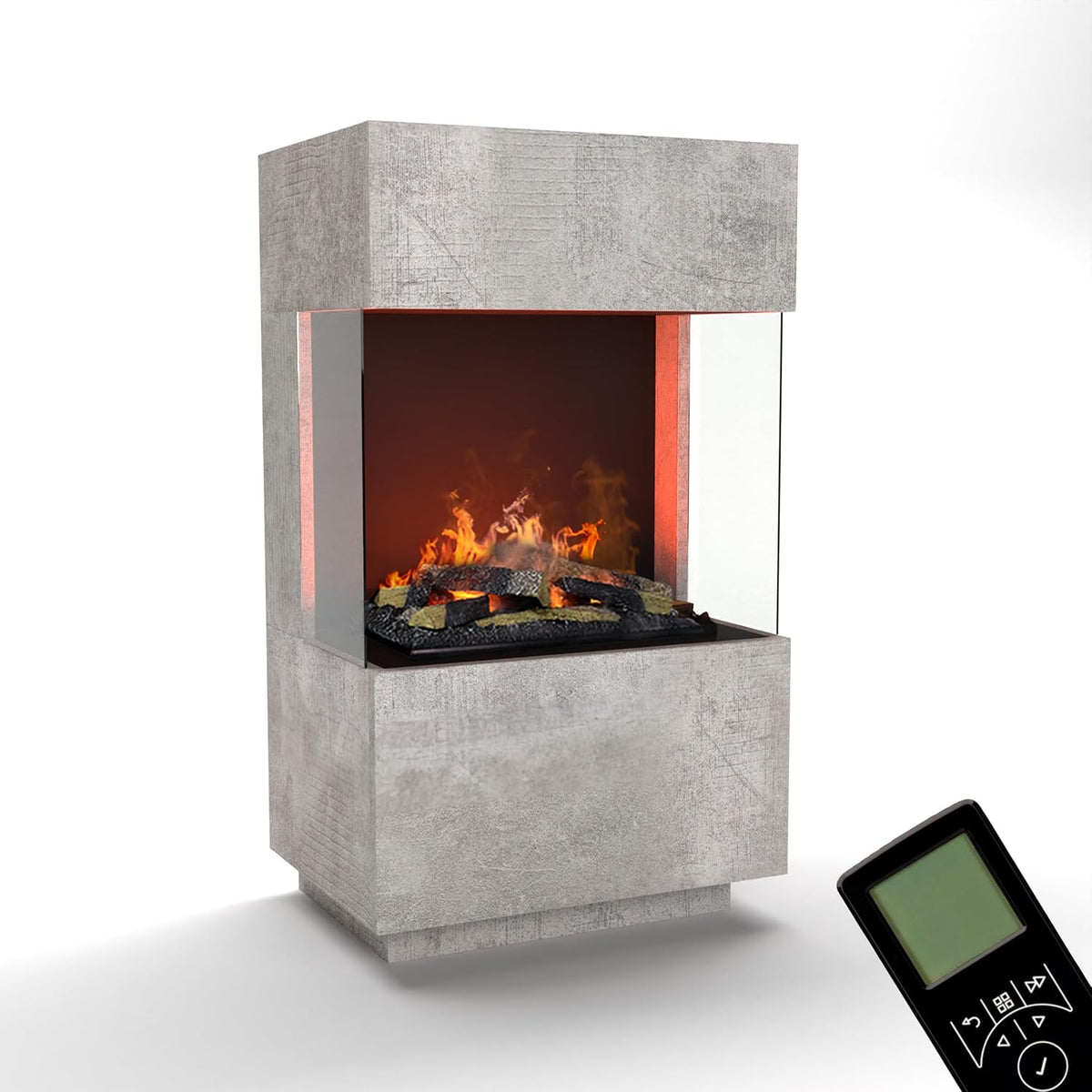 GLOW FIRE Elektrokamin, 55x96x40 cm, Grau/Schwarz, Wasserdampf Kamin OGF 1 Mini (Standkamin) - mit, Knistereffekt & Fernbedienung