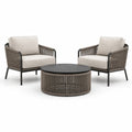 3-teiliges Gartenmöbelset mit 2 Sesseln 74 × 76 × 79 cm und Rundtisch Ø 80 × 38 cm, Beige, Taupe und Anthrazit