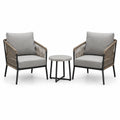 3-teiliges Gartenmöbel-Set mit 2 Sesseln 74 × 76 × 84 cm und Beistelltisch Ø 50 × 45 cm, Grau/Taupe/Schwarz