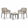 3-teiliges Gartenmöbel-Set in Taupe und Schwarz mit 2 Armlehnstühlen 58 × 60 × 82 cm und Beistelltisch 45 × 45 × 45 cm