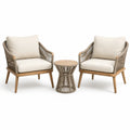 3-teiliges Gartenmöbel-Set mit 2 Gartensesseln 78 × 82 × 82 cm und Beistelltisch Ø 50 × 50 cm, Creme, Beige und Naturbraun