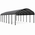 Doppelcarport mit gebogenem Dach aus Stahl und Polycarbonat, Schwarz, 600 x 600 x 300 cm