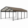 Doppelcarport aus Stahl mit Satteldach, 600 × 600 × 300 cm, Anthrazit und Braun