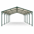 Freistehender Carport mit Satteldach, 600 × 300 × 270 cm, Dunkelgrün/Transparent