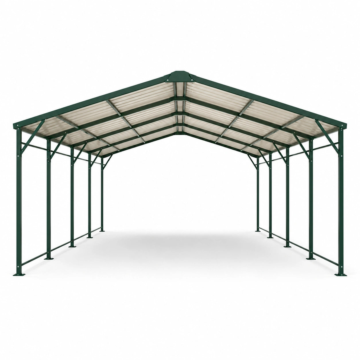 Freistehender Carport mit Satteldach, 600 × 300 × 270 cm, Dunkelgrün/Transparent
