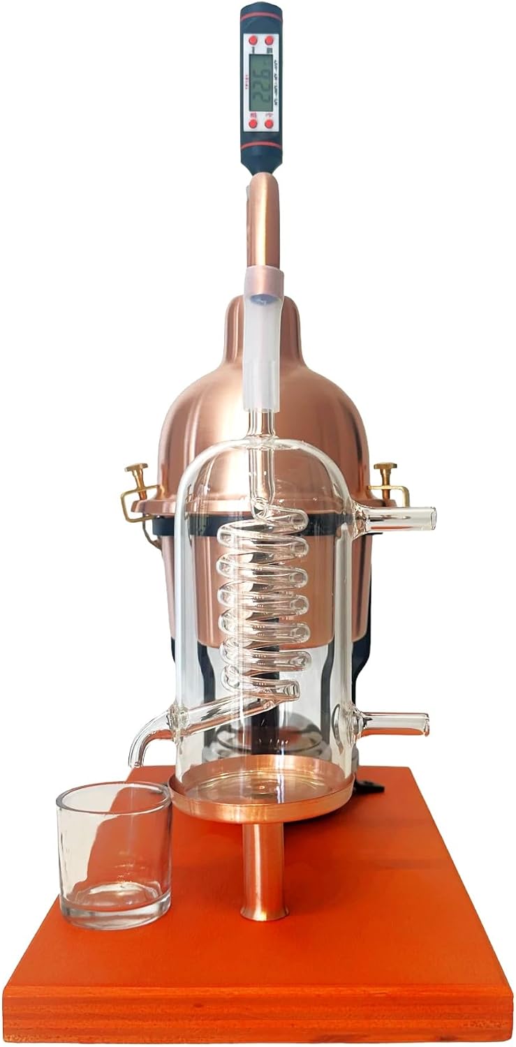CAFA Weinbereitung, 0,6 Liter, Kupfer, Destilliergerät Alambic aus mit Schlange aus böhmischem Glas, Fassungsvermögen