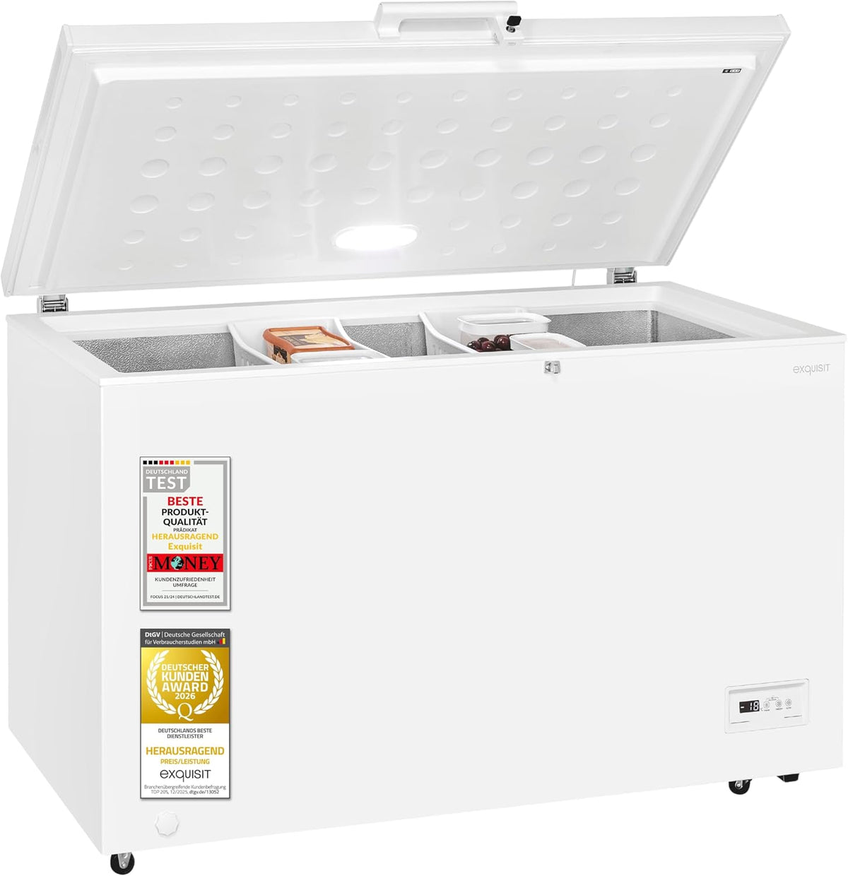 Exquisit Gefriertruhe, 371 l, Schwarz, GT5400-HE-041E - Truhe mit Schnellgefrieren