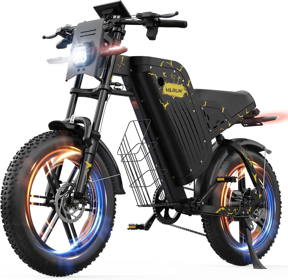 VARUN Mountainbike, 4.0 Zoll, 31.5 Ah, 20.8 Ah, 250 W, Schwarz/Gelb, E Bike, 20 * E-Bike Herren mit 48 V / Akku, bis zu 160-180 KM