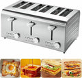 LYJYUJIE Toaster, Silber, Vollautomatischer 2/4/6-Scheiben-, Kommerzieller Edelstahl-, Mit Unabhängigen Und Extra Breiten Schlitzen