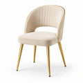 Moderner Samt-Esszimmerstuhl in Beige und Gold, gepolstert, 56 × 58 × 81 cm