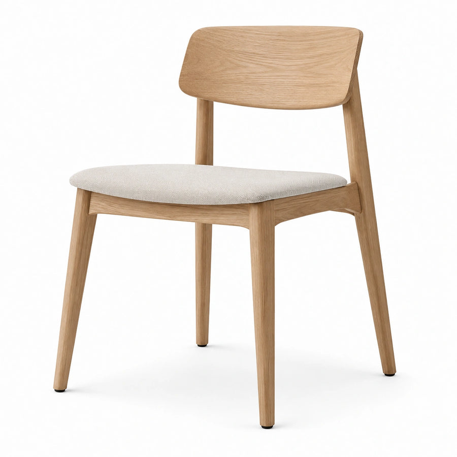 Esszimmerstuhl aus Holz mit Polstersitz, Natur/Beige, 52 × 54 × 78 cm