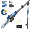 SWANSOFT Kettensäge, 8 Zoll, 2,6 m, 10 m, 600 W, Schwarz, Akku Hochentaster mit /s, 21 V mit 2x4.0 Ah Akkus, Oliven und Gartenarbeit bis 4