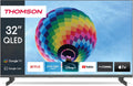 Thomson Fernseher, 32 Zoll, 80 cm, Schwarz, Smart TV, QLED Zentral Füsse Google Smart TV, Wi-Fi, Dolby Audio