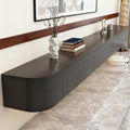 Wrtsxe Fernseher, 160 cm, Schwarz, Schwebende TV-Ständer aus Massivholz zur Wandmontage, Wand-Entertainment-Center mit Lagerschränken