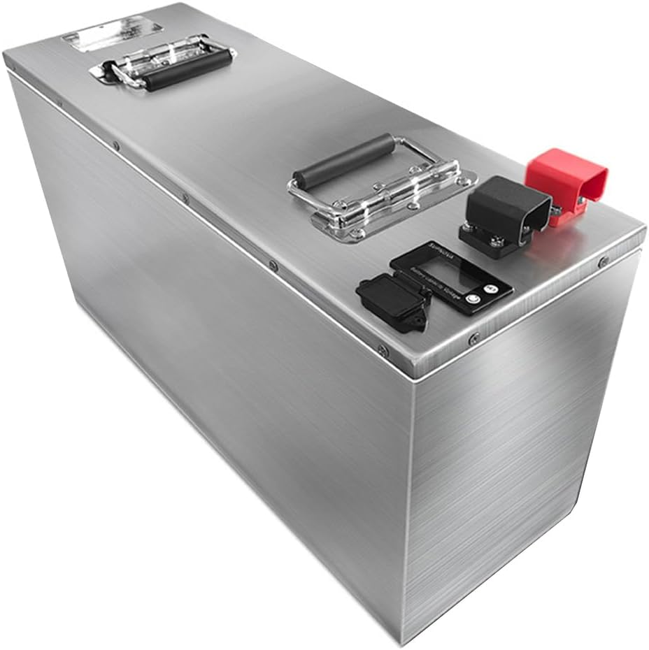 FREEDOH Deep-Cycle-Batterien, 50 Ah, 100 Ah, 100 Ah, 3600 W, 50 Ah, Silber/Schwarz/Rot