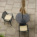 Lazy Susan Essgruppe, 88 cm, Bronze/Beige, Runder Mia Gartentisch in Antik Bronze mit 2 Kate Stühlen, Nachhaltiges Sandguss-Aluminium