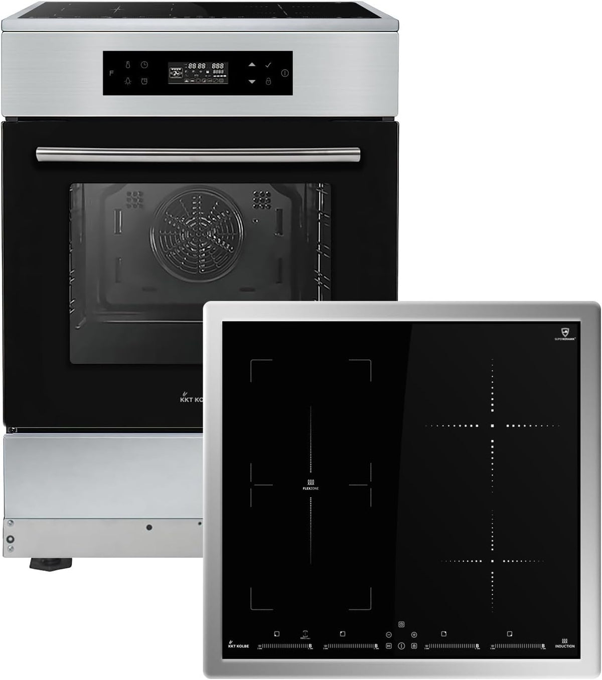 KKT KOLBE Elektroherd, 60 cm, 58 cm, Schwarz/Silber, Standherd Herdset Einbaubackofen Induktionskochfeld