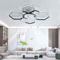 Caufloce Deckenventilator, Metall + Acryl, Schwarz, Groß Mit Beleuchtung Und Fernbedienung, Leise Reversibel Dimmbar Modern Lampe Mit Ventilator LED 6