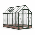 Gewächshaus aus Aluminium und Polycarbonat, 310 × 190 × 195 cm, Grün, mit Tür und Dachfenster
