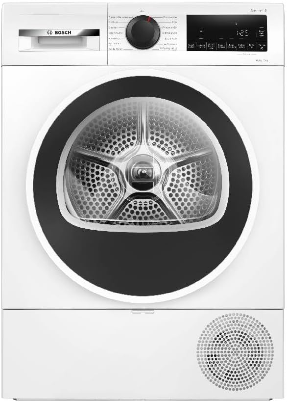 Bosch Wärmepumpentrockner, 63 dB, 9 kg, Weiß/Schwarz, WQG241001, Serie 6, AutoDry, Quick-40-Trocknen, Nachlegefunktion