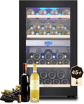 Kalamera Weinkühlschrank, 120Liter, Schwarz, 2 Zonen, 45 Flaschen, großes LCD-Display, Temperaturzonen 5-10°C/10-18°C