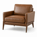 Brauner Sessel in Lederoptik mit Holzgestell, 95 × 88 × 86 cm, Mid-Century-Stil
