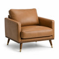 Sessel in Braun mit Lederoptik und Holzgestell, 105 × 90 × 85 cm, Mid-Century-Stil