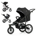 Kinderkraft Buggys, 27 kg, Schwarz, HELSI 2 Buggy bis, Buggy ab geburt, Laufkinderwagen mit große Luftreifen, Liegefunktion