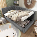 Dolamaní Boxspringbett, 90x200 cm, Grau, Eckbett, Polsterbett Bett mit hydraulischem Stauraum, Bettgestell mit Lattenrost aus Holz