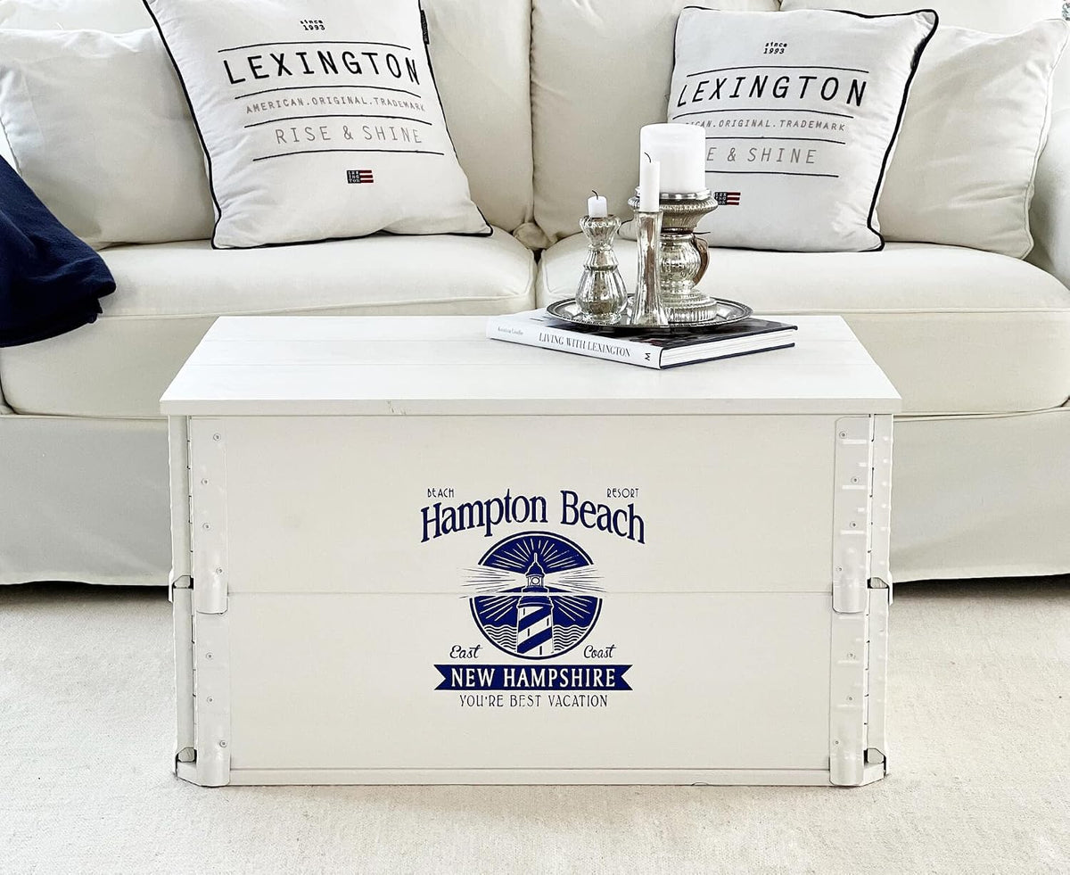 Uncle Joe´s Sofa, Weiß, Truhe Hampton Beach Couchtisch Truhentisch im Vintage