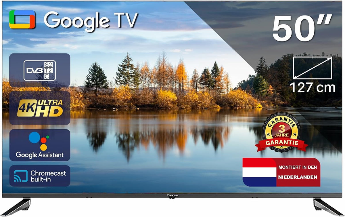 TEEVIEW Fernseher, Schwarz, Smart TV, Google Smart TV
