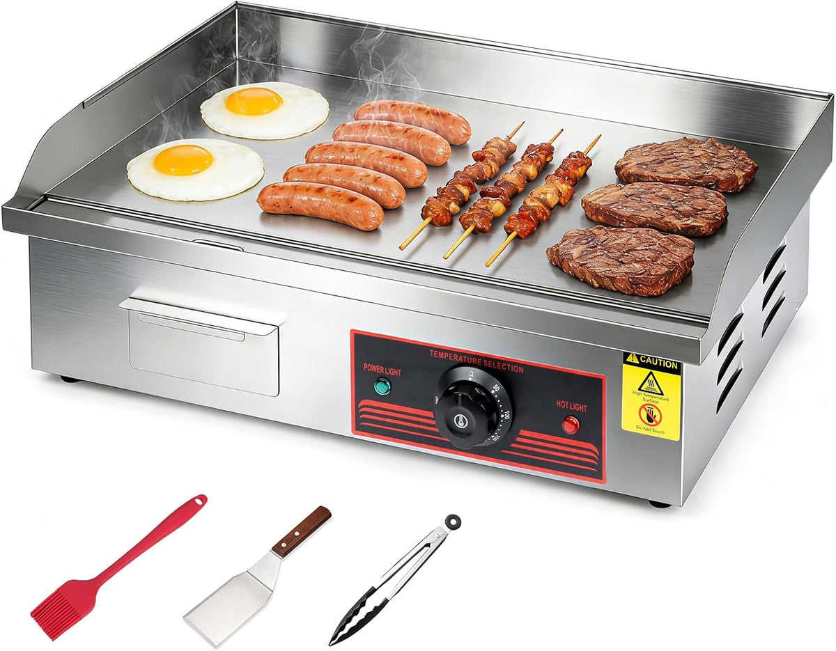 LIROPAU Elektrische Tischgrills, 55x41 cm, 3000 W, 3000 W, Edelstahl, Gusseisen, Silber/Schwarz