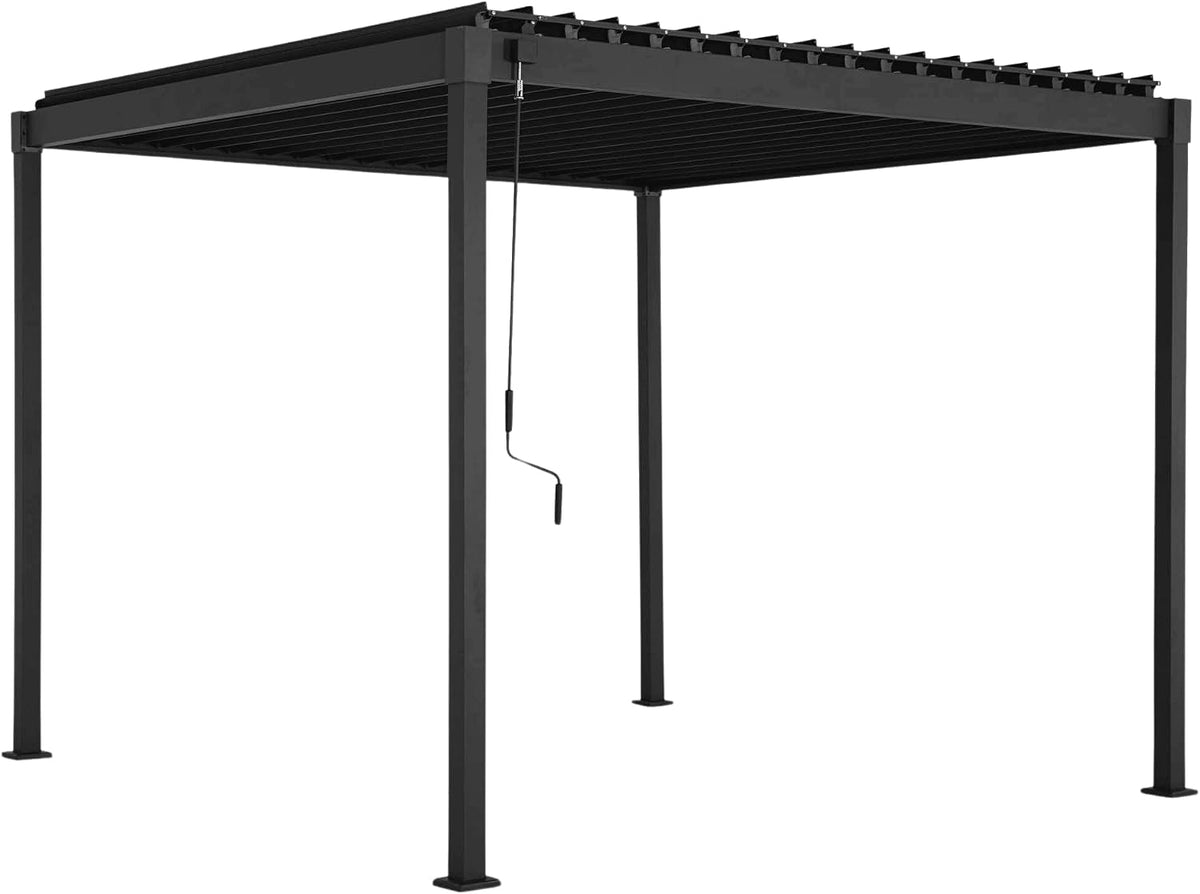 MIRADOR Vordächer & Vorzelte, Anthrazit, Pergola 80 Solid 3x4 m Stahl verstellbares Lamellendach