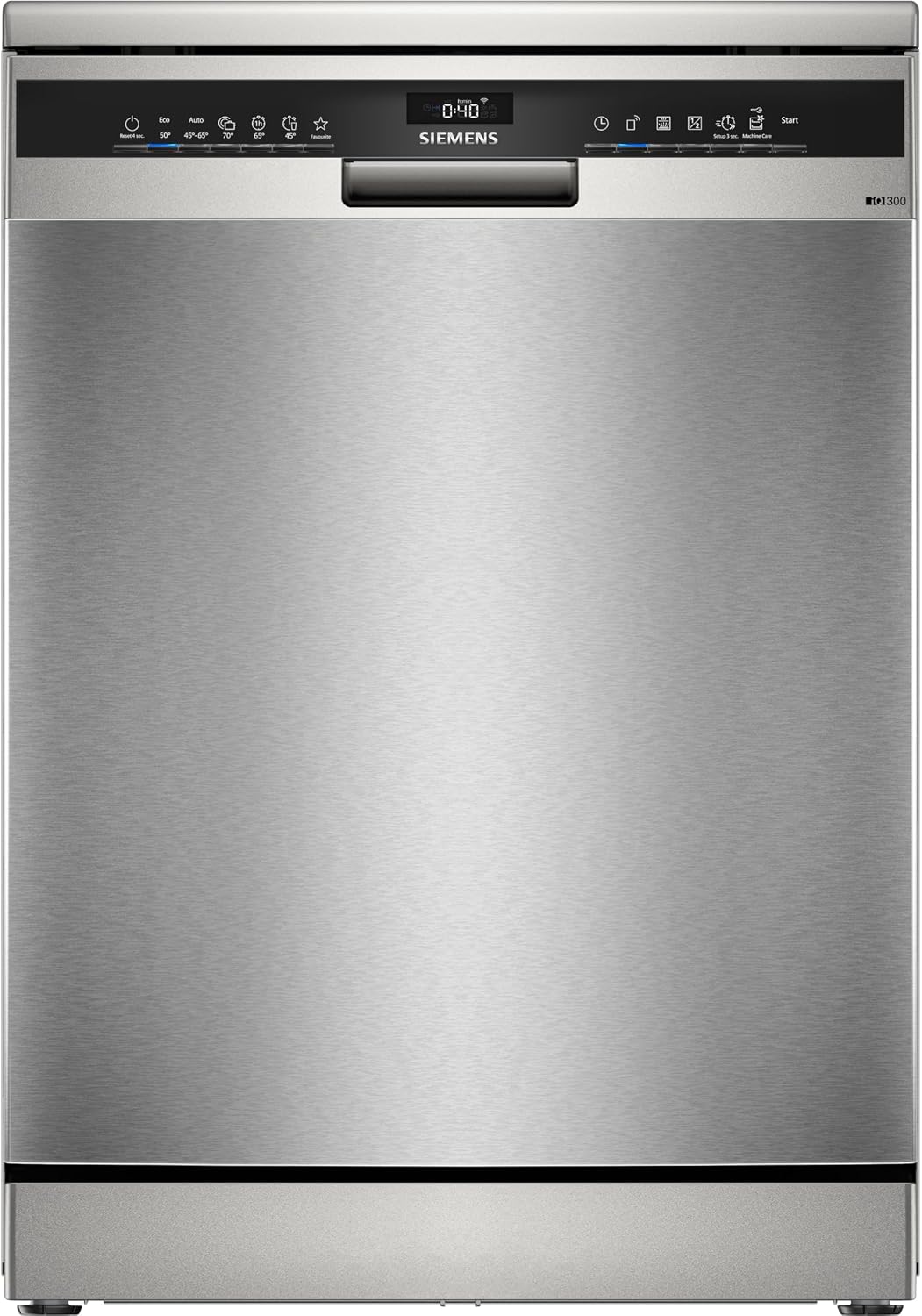Siemens Geschirrspüler, 60 cm, Silber, SN23EI03KE iQ300 Smarter Freistehend, breit, Besteckkorb, Silver Inox, auto Türöffnung nach Programmende