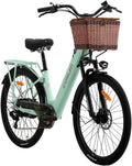 cysum Fahrrad, 26 Zoll, 10,4 Ah, 250 W, 48 V, Mintgrün/Schwarz, X-City Elektro für Erwachsene, City Elektro Damen Herren Lithium-Akku Motor 25km/h