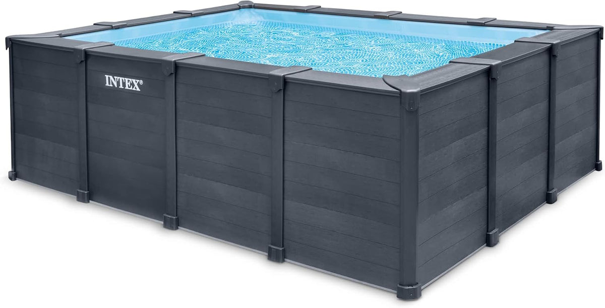 Intex Stahlrahmenpool, 10091 L, 3500 L, Braun, 26396NP, Filterpumpe /h, Leiter, Bodenplane und Abdeckplane, 400x300x124