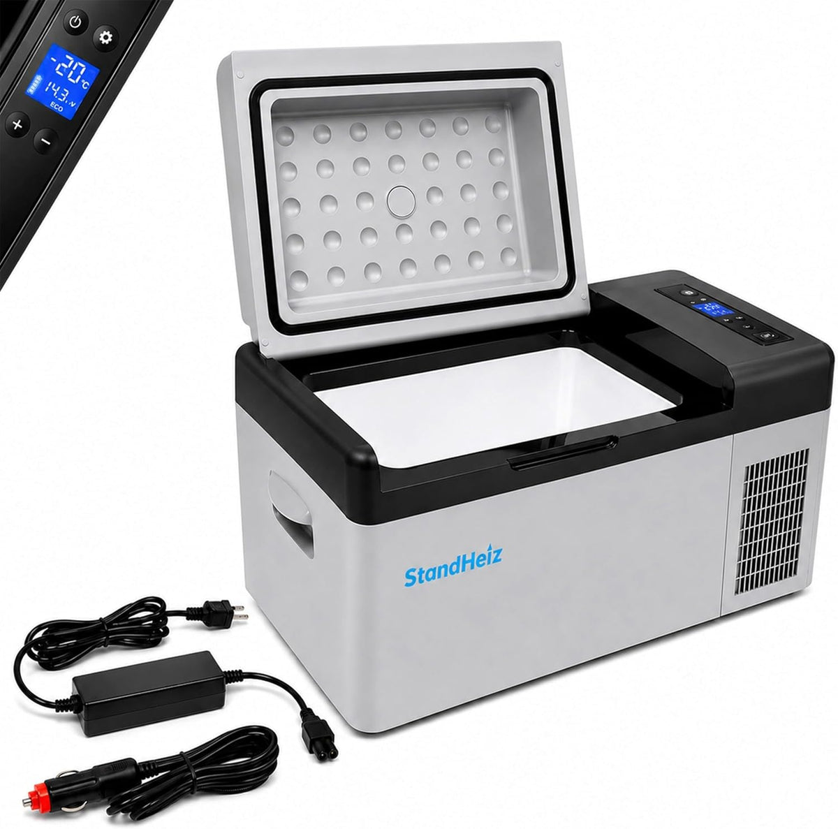 Kompakt Kühlschrank, 230 V, 20 L, 12 V, 24 V, Weiß, Kompressor, Mobile Kühlbox für PKW & Camping, Tiefkühlmodus bis -20°C