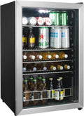 HCK Getränkekühlschrank, 115 L, Weiß, Bierkühlschrank freistehend mit doppelt verglaster Glastür, Temperatur von 0 bis 10℃