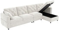 feynoss Sofa, 281 x 132 x 86 cm, grau, Schlaf Samt mit Stauraum & Schlaffunktion, Eck L-Form mit Knopfheftung & Magazintaschen