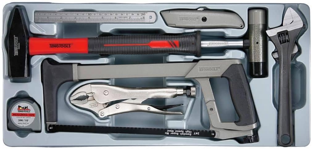 TENG TOOLS Werkzeug-Sets, Schwarz/Rot/Silber, TTPS09E Werkzeugset für Ingenieure (Schraubenschlüssel, Messer, Klebeband