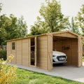 TIMBELA Gerätehaus, Mehrfarbig, Holzgarage - Abstellraum mit Fenstern- H222x616x324 cm /18