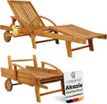 CASARIA Beistelltisch, braun, Sonnenliege Holz, mit Rollen, einklappbar, Tisch Ablage
